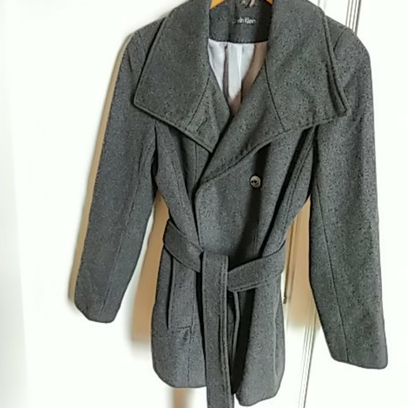 Calvin Klein grey wool peacoat, size 10 - Picture 4 of 4